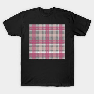 Pink, White and Grey Scottish Tartan Style Design T-Shirt